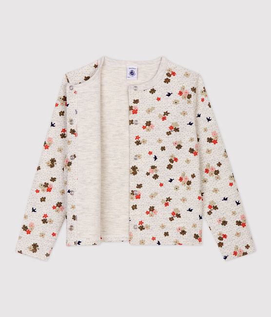 Girls' Cotton Cardigan MONTELIMAR beige/MULTICO white